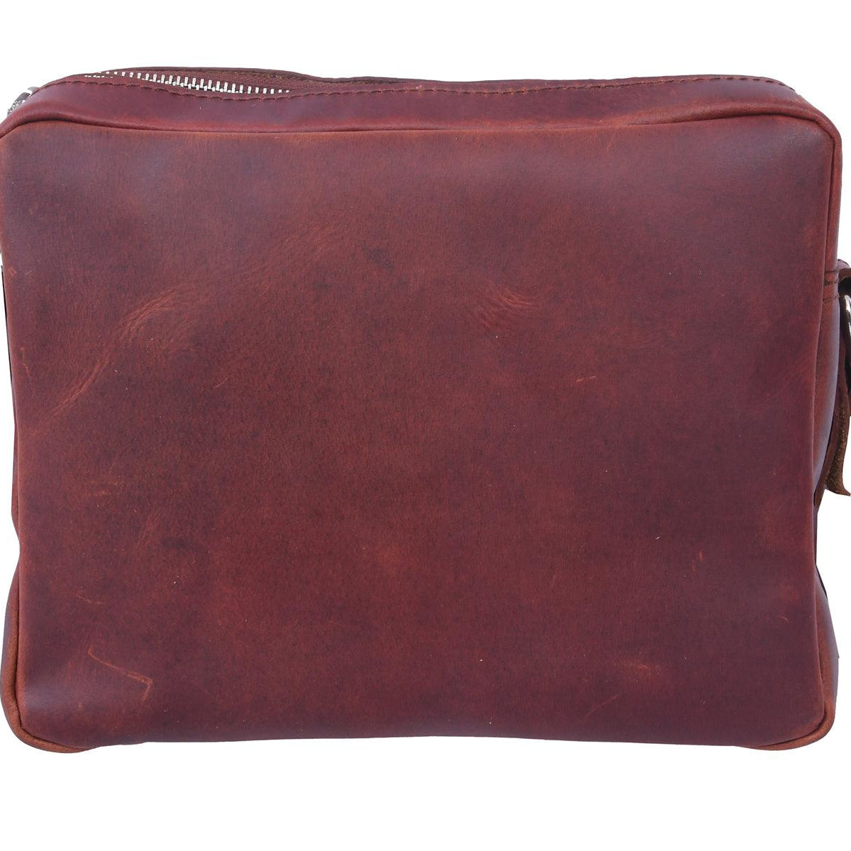 Vintage Leather Crossbody Bag with Dual Zipper Compartments for Everyday Use