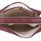 Vintage Leather Crossbody Bag with Dual Zipper Compartments for Everyday Use