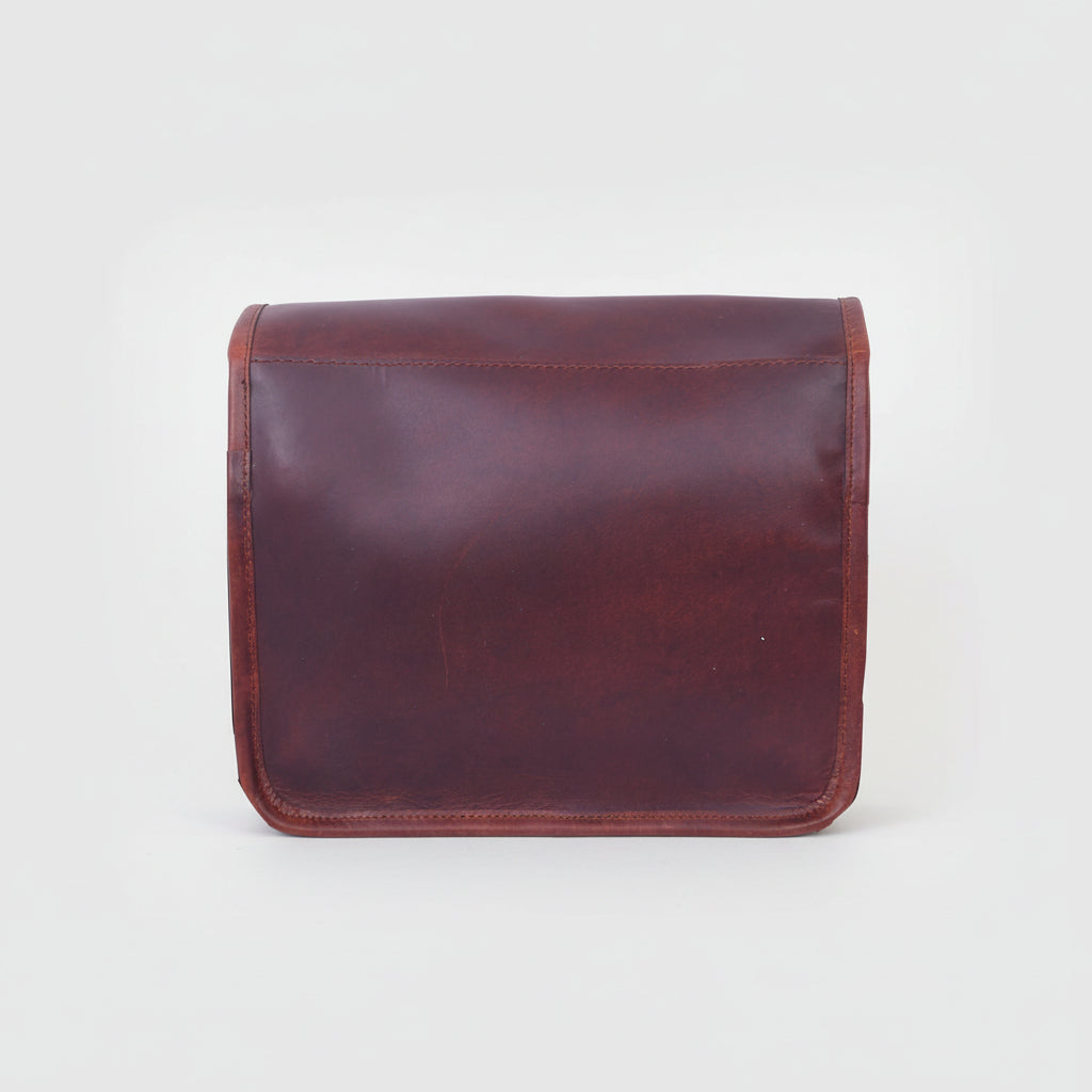 Full-Grain Leather Small Messenger Bag with Dual Buckle Closure & Canvas Lining