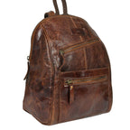 Vintage Leather Mini Backpack with Multiple Pockets & Adjustable Straps
