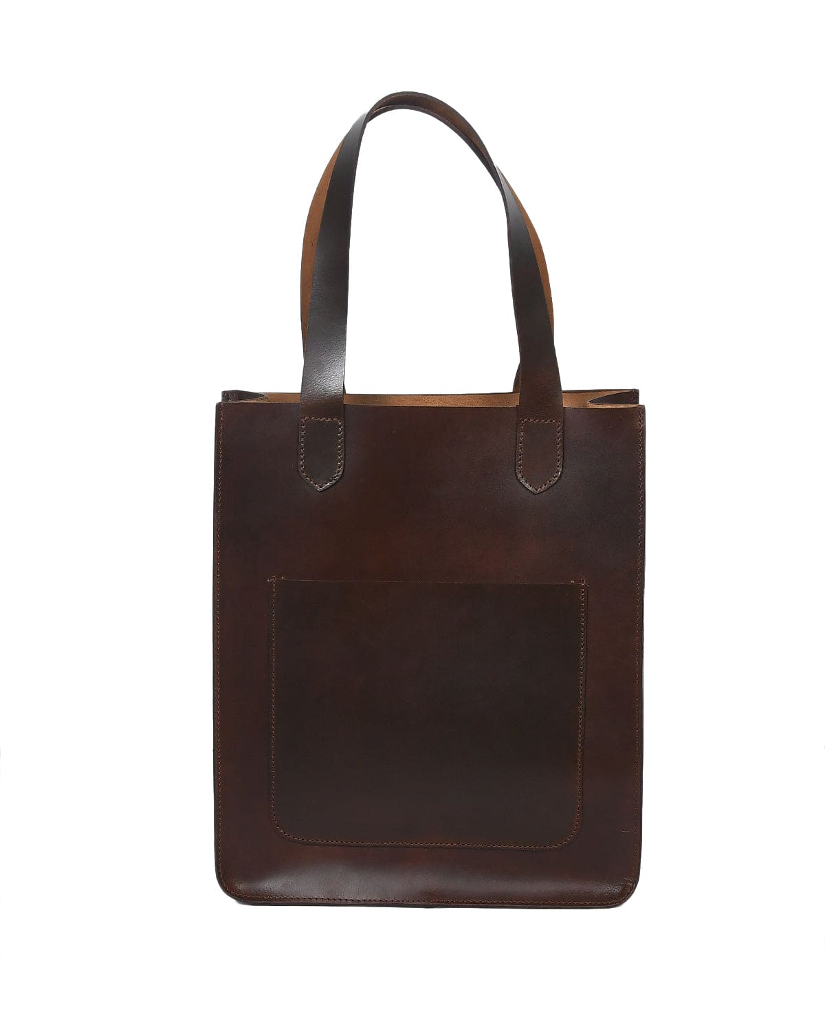 Handcrafted Brown Leather Tote Bag with Front Pocket Minimal & Durable Everyday Carry