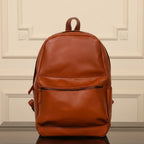 Premium Leather Everyday Backpack with Front Zip Pocket & Padded Adjustable Straps