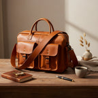 Unisex Leather Messenger & Travel Satchel Bag with Adjustable Shoulder Strap