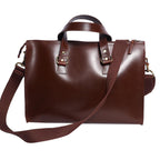 Structured Leather Laptop Bag with Top Handle & Detachable Shoulder Strap