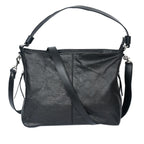 Premium Genuine Leather Black Shoulde tote  Bag with Minimal Silhouette and Zip Closure