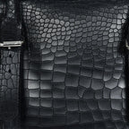 Premium Croc-Textured Black Leather Office Laptop Bag with Adjustable Shoulder Strap