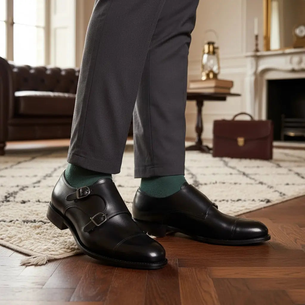 Black Double Monk GoodYear Welted