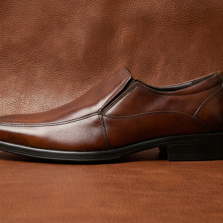 New Gallus Leather Tan Penny Loafers for Men | Stylish Slip-On Formal & Semi-Formal Shoes with Comfort Insole