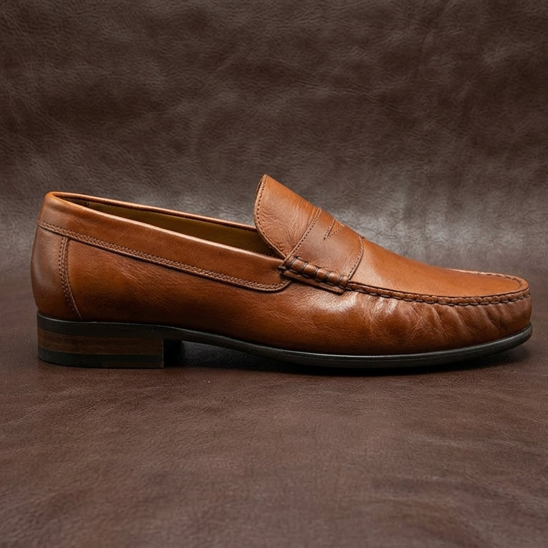 Ara Mocc Genuine Leather Loafers – Handstitched Slip-On Shoes with Cushioned Insole & Durable TPR Sole