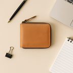 Celtic Genuine Leather Zip-Around Compact Wallet – Tan