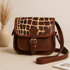Giraffe Hairon Leather Crossbody Sling Bag – Premium Brown Leather with  Strap