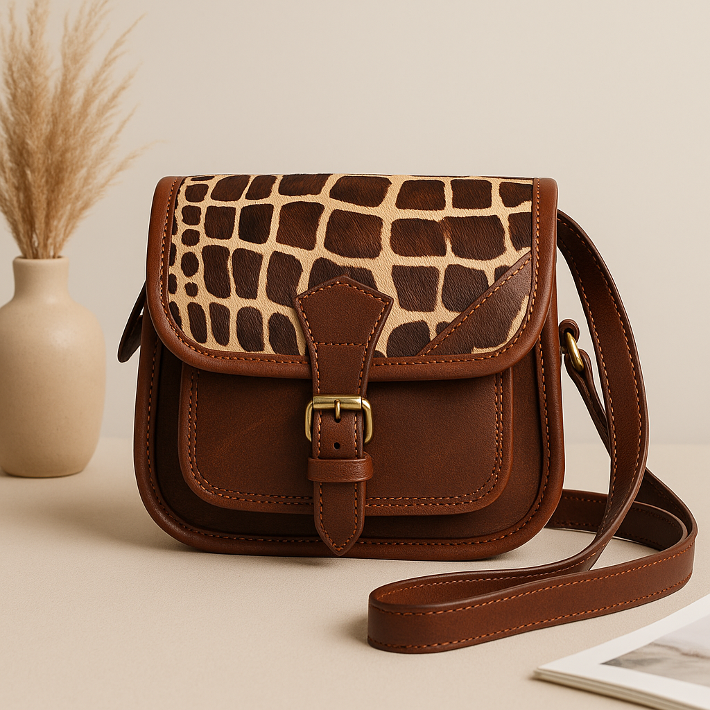 Giraffe Hairon Leather Crossbody Sling Bag – Premium Brown Leather with  Strap