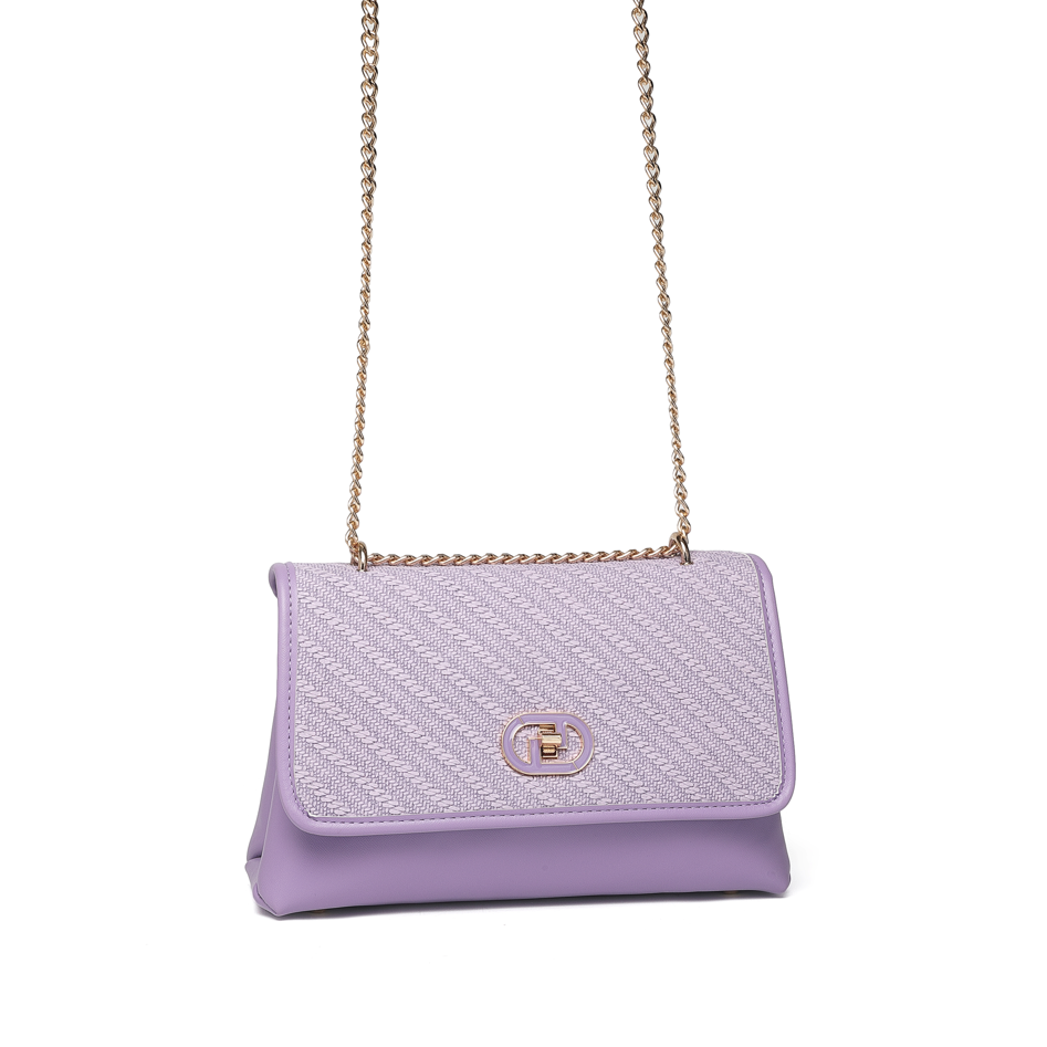 Lavender Luxe Chain Shoulder sling Bag with Textured Flap
