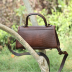 Premium  Leather Top-Handle Handbag with Flap Closure