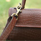 Premium  Leather Top-Handle Handbag with Flap Closure