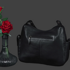 Premium Soft Leather Hobo Shoulder Bag with Zippered Pockets & Fixed Strap