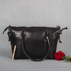 Premium Textured Leather Tote Bag with Zip Closure, Dual Handles & Organized Interior