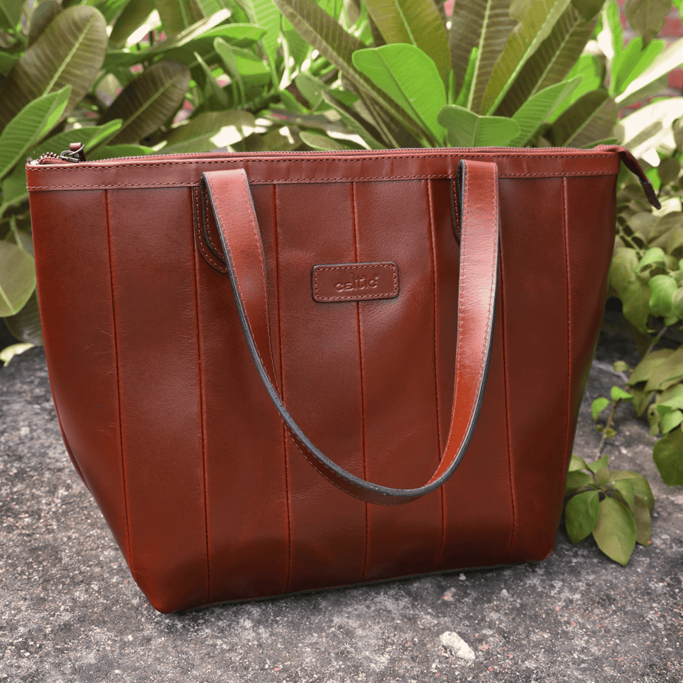 Premium Genuine Leather Tote Bag for Women |  Inner Zip Pocket