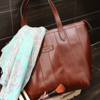 Premium Genuine Leather Tote Bag for Women |  Inner Zip Pocket