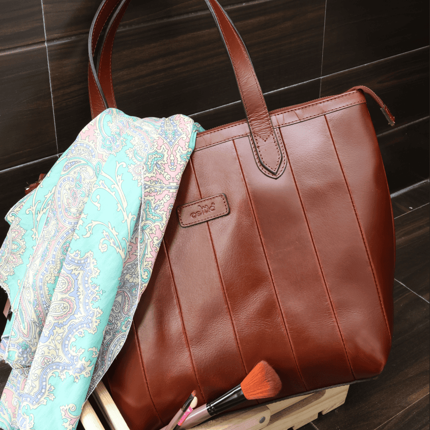 Premium Genuine Leather Tote Bag for Women |  Inner Zip Pocket