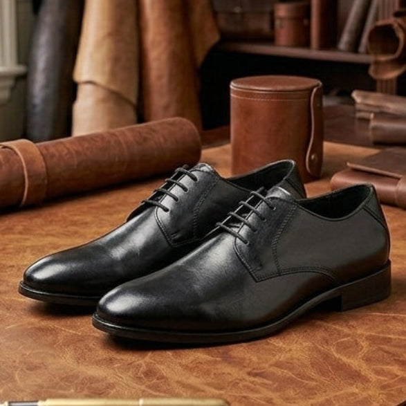 Genuine Leather Blucher Shoes with TPR Handcrafted sole