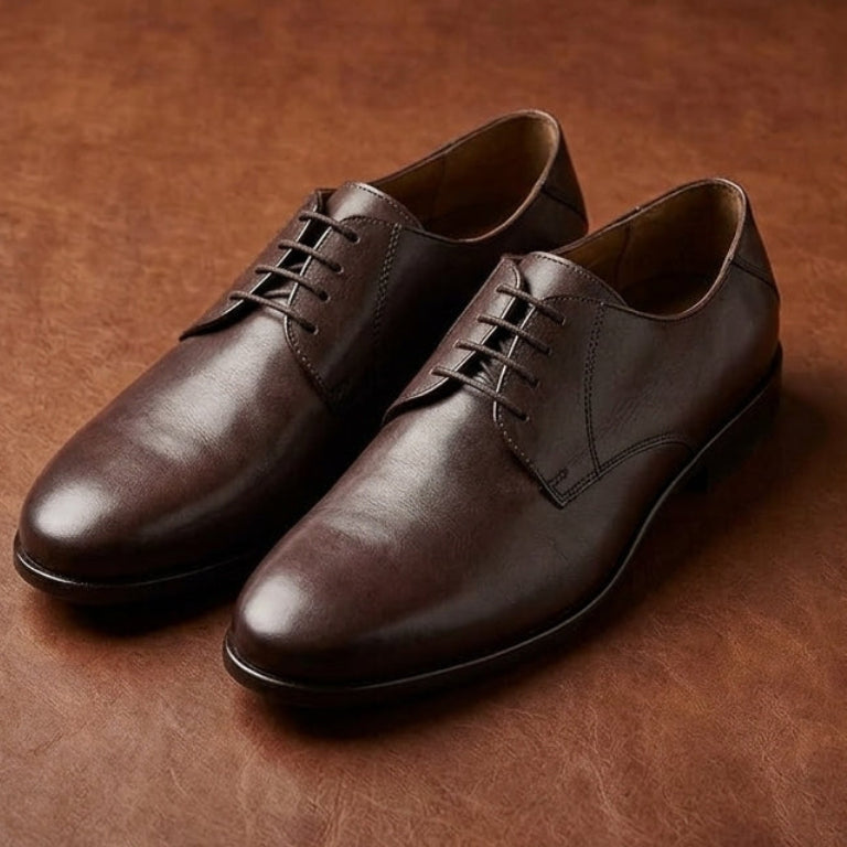 Genuine Leather Blucher Shoes with TPR Handcrafted sole