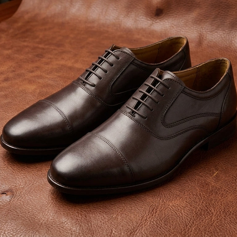Men's Genuine Leather Milano Cap Toe Formal Shoes Hand Crafted to perfection by renowned Artisans. Lace Ups