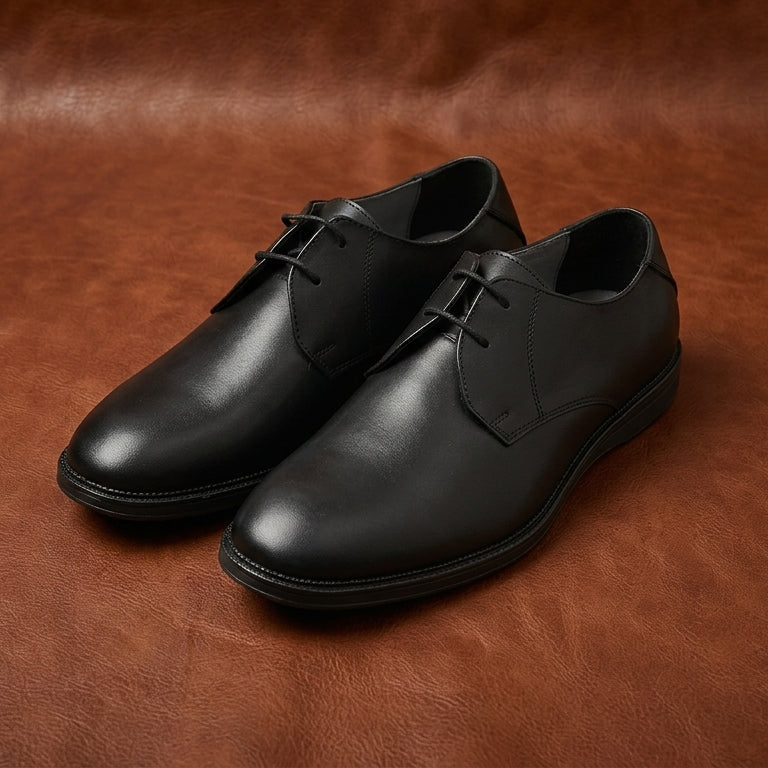Leather Blucher Shoes – Open-Lace Derby Design with Cushioned TPR Comfort Sole & Breathable Leather Lining