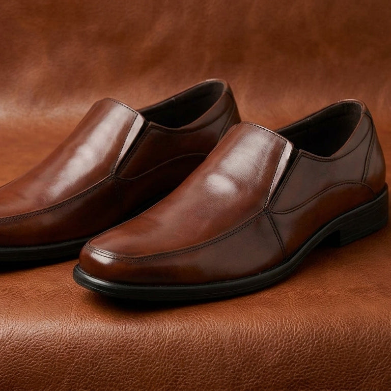 New Gallus Leather Tan Penny Loafers for Men | Stylish Slip-On Formal & Semi-Formal Shoes with Comfort Insole