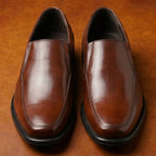 New Gallus Leather Tan Penny Loafers for Men | Stylish Slip-On Formal & Semi-Formal Shoes with Comfort Insole