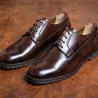 New Derby Brown Shoes – Genuine Leather Lace-Up Derbies with Cushioned Comfort Sole & Breathable Lining