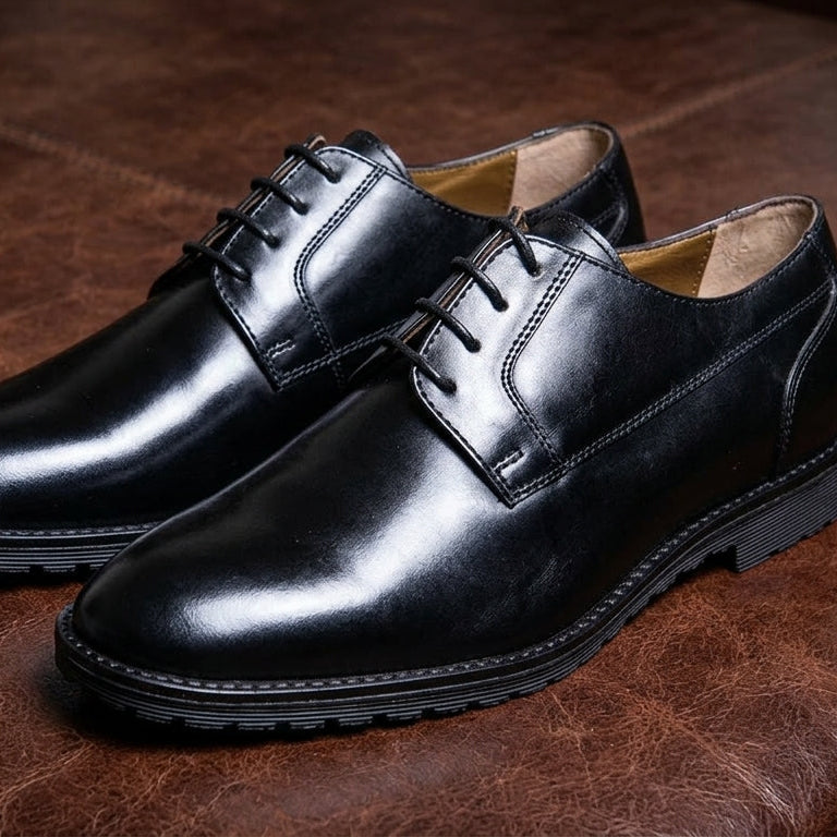 New Derby Brown Shoes – Genuine Leather Lace-Up Derbies with Cushioned Comfort Sole & Breathable Lining