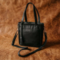 Premium Export Leather Tote Bag with Zip Closure & Detachable Shoulder Strap
