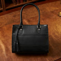 Premium Croc-Embossed Leather Tote with Dual Handles, Zip Closure & Detachable Strap