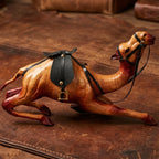 Handicraft Sitting Camel Leather Showpiece Unique Artisan Decor, ART:-LA-04