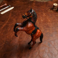 Exquisite Handicraft Rearing Leather Horse Showpiece for Elegant Decor, ART:-LA-03
