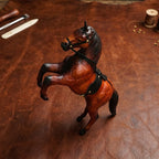 Exquisite Handicraft Rearing Leather Horse Showpiece for Elegant Decor, ART:-LA-03