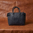 Genuine Leather Tote Bag Black with Top Zip Closure, Inner Zip Pocket & Dual Handles