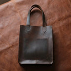 Handcrafted Brown Leather Tote Bag with Front Pocket Minimal & Durable Everyday Carry