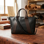 Premium Two-Tone Leather tote bag with Detachable Sling