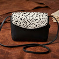 Black Crossbody Sling Bag with Printed Hair Flap – Minimal & Stylish Everyday Sling