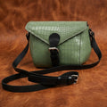 Croc-Texture Structured Crossbody Bag with Buckle Flap & Adjustable Strap