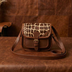 Giraffe Hairon Leather Crossbody Sling Bag – Premium Brown Leather with Strap