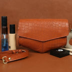 Premium Textured Leather Flap Sling Bag with Adjustable Strap & Inner Zip Pocket
