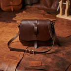 Classic Handmade Dark Brown Leather Saddle Sling Bag