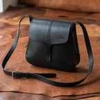Handcrafted Full-Grain Leather Sling Bag with Hand-Stitched Detail & Adjustable Strap