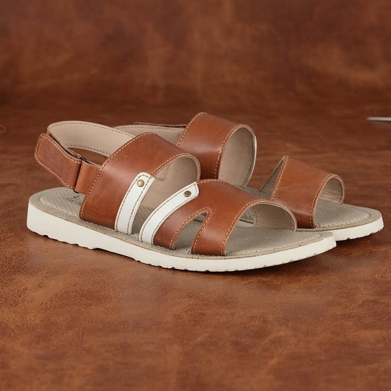 Men Brown Leather Strappy Casual Sandal Low Ankle