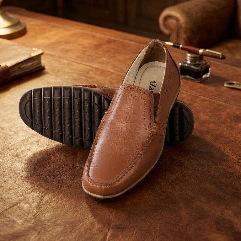 Mens Brown Leather Casual Loafers