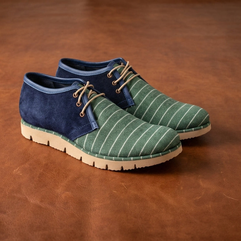 Mens Green Suede Desert pattern Casual Low Ankle Shoes