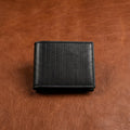 Genuine Leather Bi-Fold Wallet with Coin Pocket – Black